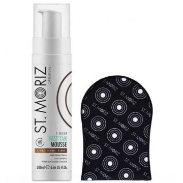 Set pentru Autobronzare Profesionala ST MORIZ cu Spuma Fast Tan 1 Hour   2 Hrs   3 Hrs si Manusa