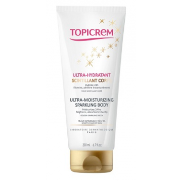 Topicrem Sparkling Lapte corp ultra hidratant cu particule stralucitoare aurii 200 ml