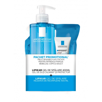 La Roche Posay Pachet Lipikar Lavant Gel de spalare + Rezerva 400 ml + Balsam Lipikar Baume Light AP+M 15 ml