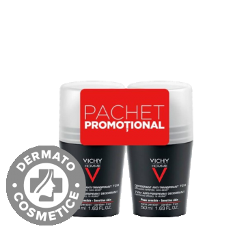 Pachet Deodorant roll-on pentru barbati cu efect de lunga durata Control Extrem 72h, 2 x 50ml, Vichy