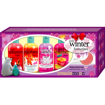 Pachet Geluri de dus 4 x 100ml + Bomba de baie 80g Cosy Winter Favourites, Treaclemoon