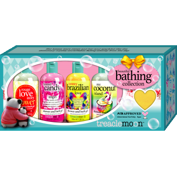 Pachet Geluri de dus 4 x 100ml + Bomba de baie 85g Beautiful Bathing Collection, Treaclemoon