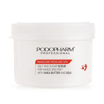 Scrub sare-zahar maini/picioare cu unt de shea si goji - PODOPHARM 600g