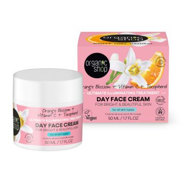 Crema de fata iluminatoare de zi Orange Blossom, 50ml, Organic Shop
