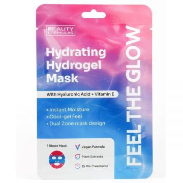 Masca Servetel pentru fata hidrogel, hidratanta, cu Acid hialuronic si Vitamina E, Beauty Formulas, 1 buc