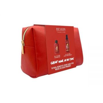 Pachet pentru Par - Revlon Professional UniqOne All in One Hair Treatment: Sampon 100 ml + Tratament 150 ml + Geanta