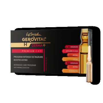 Program Intensiv De ngrijire Kit Cu 7 Fiole  Efecte Antirid, Lifting, Exfoliere și Vitaminizare, Premium Care, 7 Fiole X 2 Ml