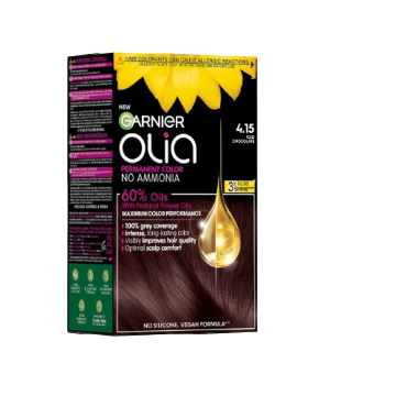 Vopsea de par permanenta fara amoniac 4.15 Iced Chocolate Olia, 174ml, Garnier