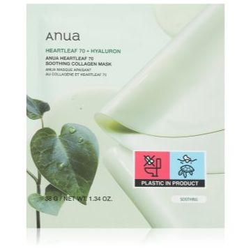 Anua Heartleaf 70% + Hyaluron Soothing Collagen Mask masca faciala hidratanta cu efect calmant