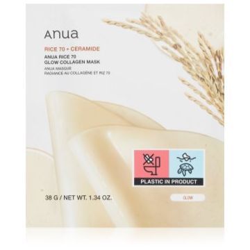 Anua Rice 70% + Ceramide Clow Collagen Mask masca pentru albirea tenului cu colagen