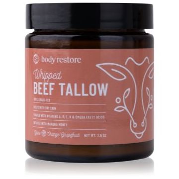 Body Restore Whipped Beef Tallow Balm Orange Grapefruit crema de corp nutritiva fara parfum