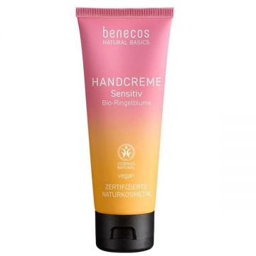 Crema de Maini Vegana pentru Piele Sensibila, cu Galbenele Bio - Benecos Hand Creme Sensitiv, 75 ml