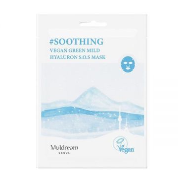 Masca de Fata Vegana, Hidratanta cu Aha - Muldream Vegan Green Mild Hyaluron S.O.S. Mask, 25 ml