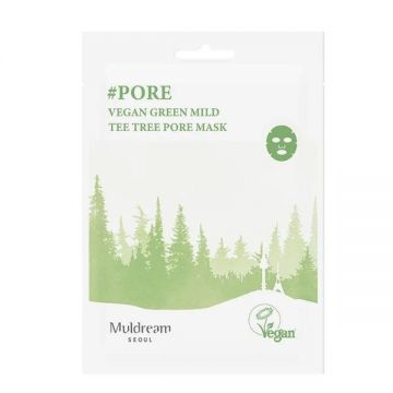 Masca de Fata Vegana, Purifianta cu Arbore de Ceai - Muldream Vegan Green Mild Tea Tree Pore Mask, 25 ml