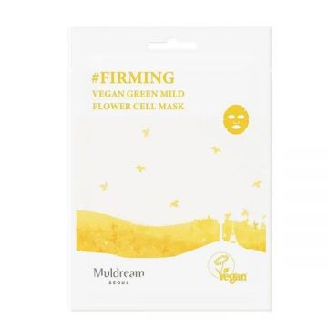 Masca de Fata Vegana, Tonifianta cu Extract de Flori - Muldream Vegan Green Mild Flower Cell  Mask, 25 ml