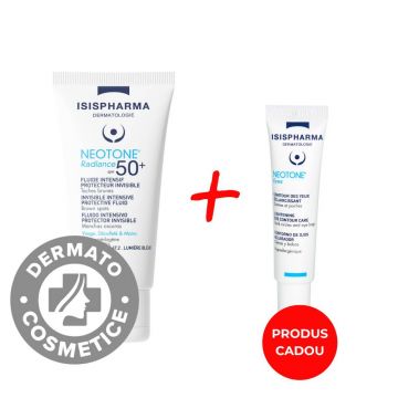 Pachet Crema protectoare Neotone Radiance SPF 50+ 30ml  + Gel-crema anticearcan Neotone Eyes 15ml Gratuit, Isis Pharma