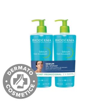 Pachet Gel spumant Sebium, 2 x 500ml, Bioderma