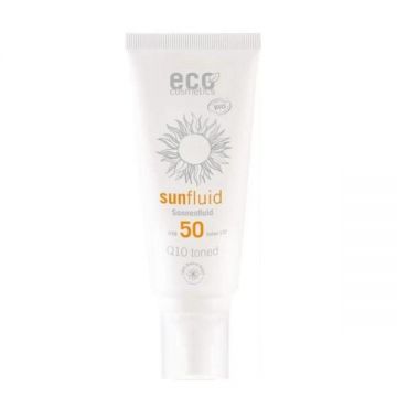Spray Bio Protectie Solara FPS 50 pentru Ten si Corp, Nuantat, cu Coenzima Q10 - Eco Cosmetics Sun-Fluid SPF 50, 100 ml