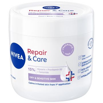 Crema reparatoare fara parfum Repair & Care, 400ml, Nivea