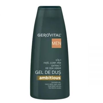 Gel de Dus Ambitious 3in1 - Gerovital Men Shower Gel Face, Body and Hair, 400 ml