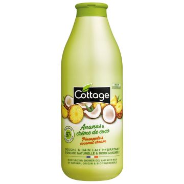 Gel de dus si Lapte de baie cu Ananas si Cocos, 750ml, Cottage