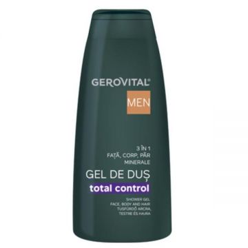 Gel de Dus Total Control 3in1- Gerovital Men Shower Gel Face, Body and Hair, 400 ml