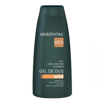Gel de dus Wild 3in1 - Gerovital Men Shower Gel Face, Body and Hair, 400 ml