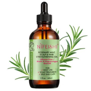 Ulei cu Rozmarin si Menta pentru Tratamentul Scalpului, Varfuri Despicate si Cresterea Parului, NIFEISHI  , 60 ml