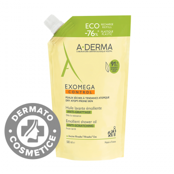 Ulei de dus rezerva Eco Reffil Exomega Control, 500ml, A-Derma