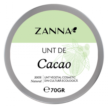 Unt de cacao pentru uz cosmetic Bio, 70g, Zanna
