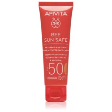 Apivita Bee Sun Safe Anti-Spot and Anti-Age Tinted Face Cream SPF50 crema de fata cu efect de protectie SPF 50
