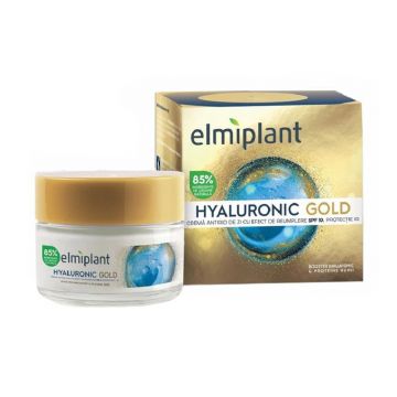 Crema pentru Ten de Zi Antirid cu Acid Hialuronic, Gold Elmiplant, 50 ml