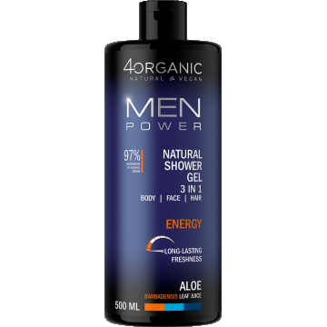 Gel de dus 3 in 1 Energy Men Power, 500ml, 4Organic