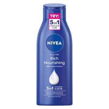 Lapte de Corp Nivea Rich Nourishing 5in1, Ingrijire Completa pentru Piele Uscata, 400 ml