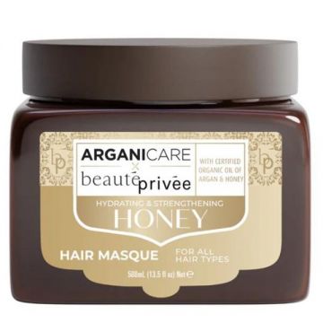 Masca Hidratant si Fortifiant pentru Par, cu Ulei de Argan si Miere - Arganicare Beaute Privee Hydrating & Strengthening Hair Masque with Argan Oil & Honey, 500 ml