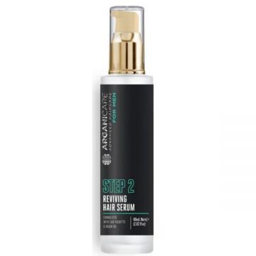 Ser Revitalizant pentru Par, pentru Barbati, cu Saw Palmetto si Ulei de Argan - Arganicare For Men Step 2 Reviving Hair Serum, 60 ml