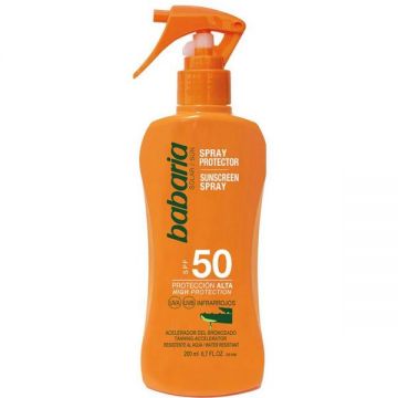 Spray Protectie Solara SPF50 si Accelerator Bronzare - Babaria Sunscreen Spray with Tanning Accelerator SPF50, 200 ml
