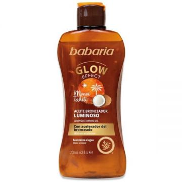 Ulei Accelerator pentru Bronzare Tip Gel, cu Efect de Stralucire - Babaria Glow Effect Luminous Tanning Oil Monoi Tahiti, 200 ml