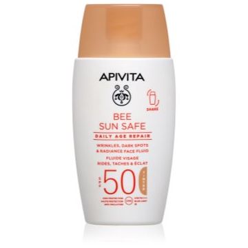 Apivita Bee Sun Safe Daily Age Repair Tinted Fluid SPF50 crema protectoare cu efect de tonifiere SPF 50