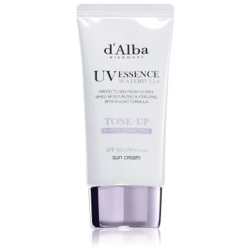 d'Alba Waterfull Purple Correcting Tone-Up Sun Cream lotiune de plaja tonifianta pentru luminozitate si hidratare