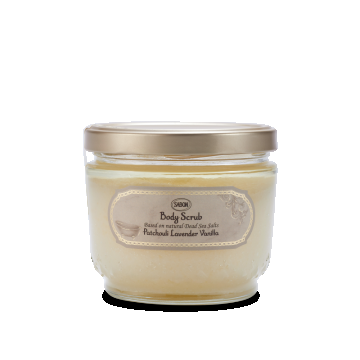 Exfoliant pentru corp Patchouli Lavander Vanilla, 600g, Sabon