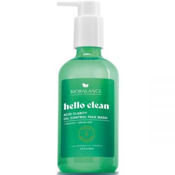 Gel de Curatare cu Acid Salicilic si Acid Azelaic - Bio Balance Acid Clarity Oil Control Face Wash Hello Clean, 250 ml