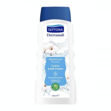 Gel de Dus cu Bumbac si Proteina de Lapte - Septona Dermasoft Bodywash Cotton & Milk Protein, 400 ml