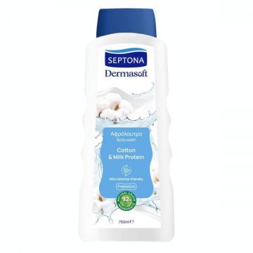 Gel de Dus cu Bumbac si Proteina de Lapte - Septona Dermasoft Bodywash Cotton & Milk Protein, 750 ml