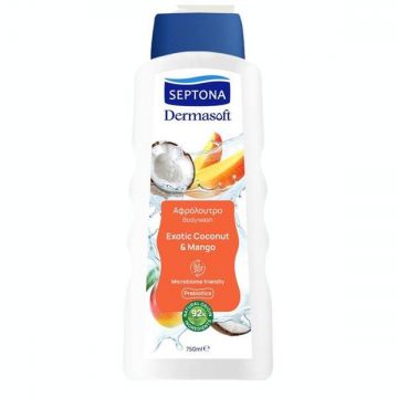 Gel de Dus cu Cocos si Mango - Septona Dermasoft Bodywash Exotic Coconut & Mango, 750 ml