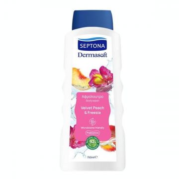 Gel de Dus cu Piersica si Frezie - Septona Dermasoft Bodywash Velvet Peach & Freesia, 750 ml