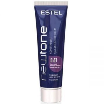 Masca nuantatoare cu cheratina pentru par blond NewTone Estel, 8/61 Blond violet-gri, 60 ml