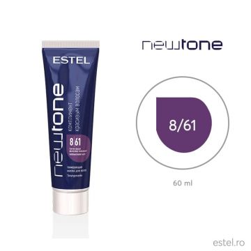Masca nuantatoare cu cheratina pentru par blond NewTone Estel, 8/61 Blond violet-gri, 60 ml