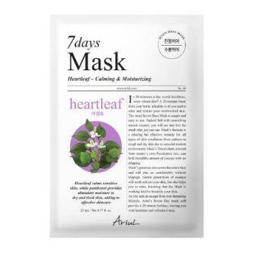 Masca pentru hidratare si calmare rapida 7Days Plus Heartleaf & Panthenol, 23ml, Ariul