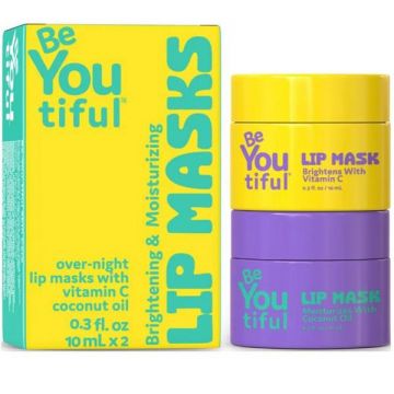 Set 2 Masti de Noapte, Iluminatoare si Hidratante, cu Vitamina C si Ulei de Cocos, pentru Adolescenti si Tineri - BeYoutiful Lip Mask, 1 pachet